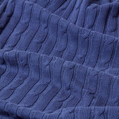 Homescapes Navy Blue Cotton Cable Knit Blanket 130 x 170 cm